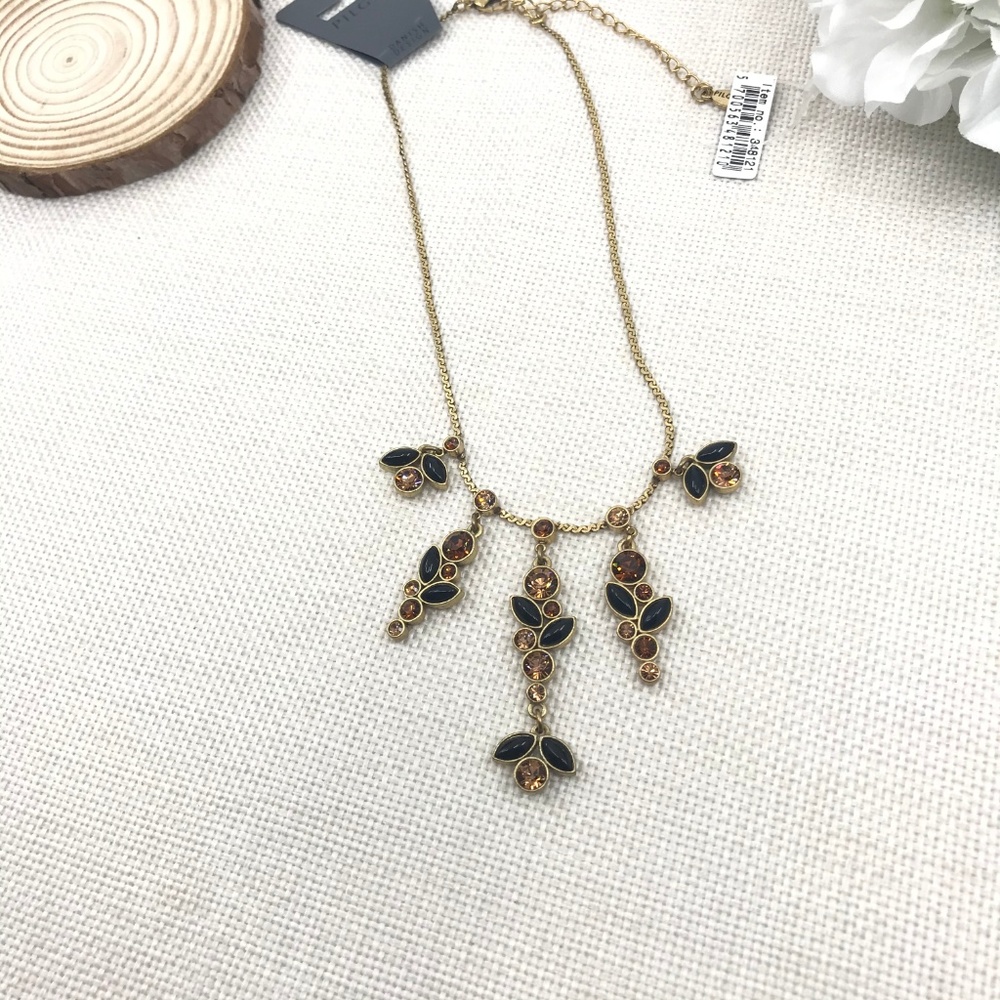 Pilgrim Black Gold Pear Round Cut CZ Necklace